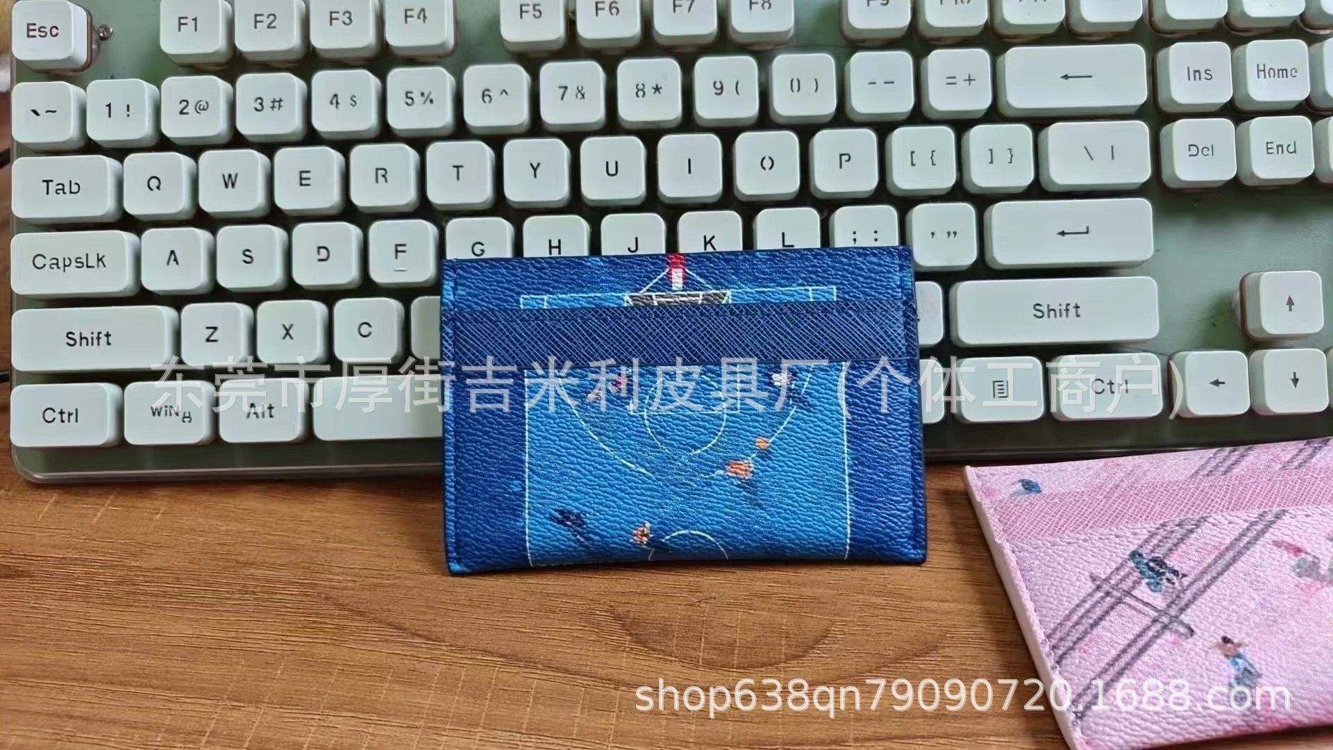 Design Tennis Court Print Orange Short Wallet - 14