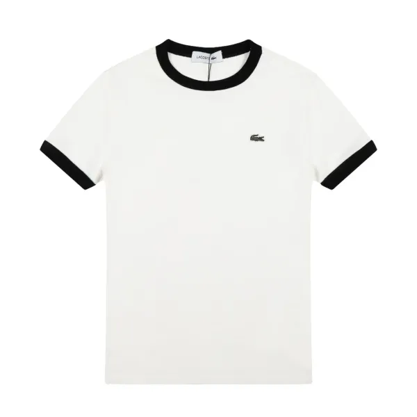 Lacoste Ringer T-Shirt White with Black Trim - 1