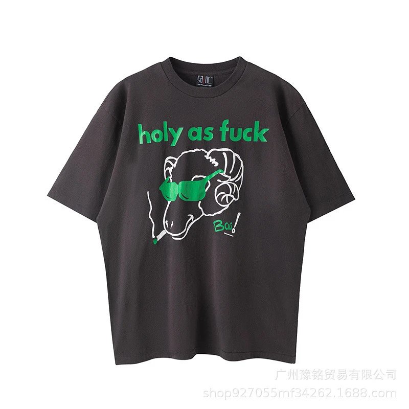 Design Saint Graphic Print Oversized T-Shirt Charcoal - 46