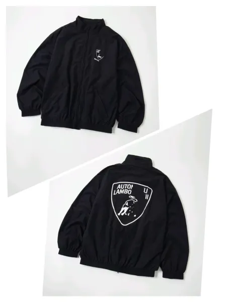 Lamborghini x Balenciaga Shield Logo Windbreaker Black Jacket - 1