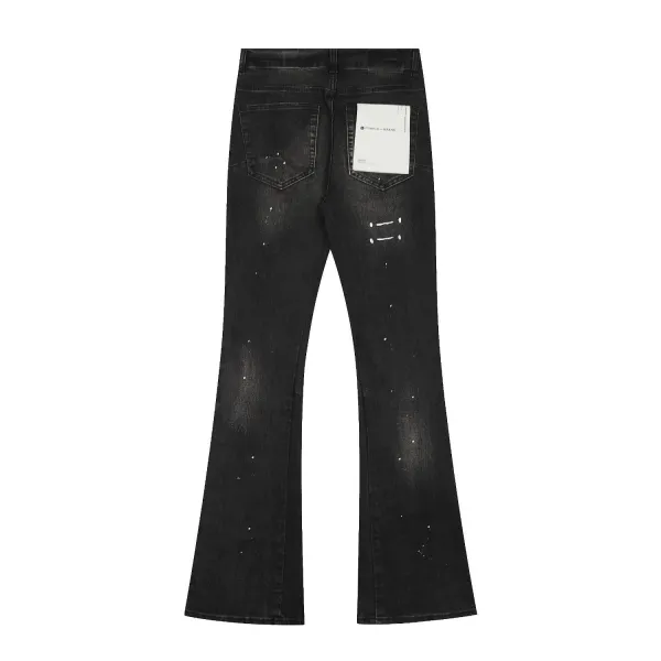 Design Abstract Paint Splatter Washed Denim Jeans - 12