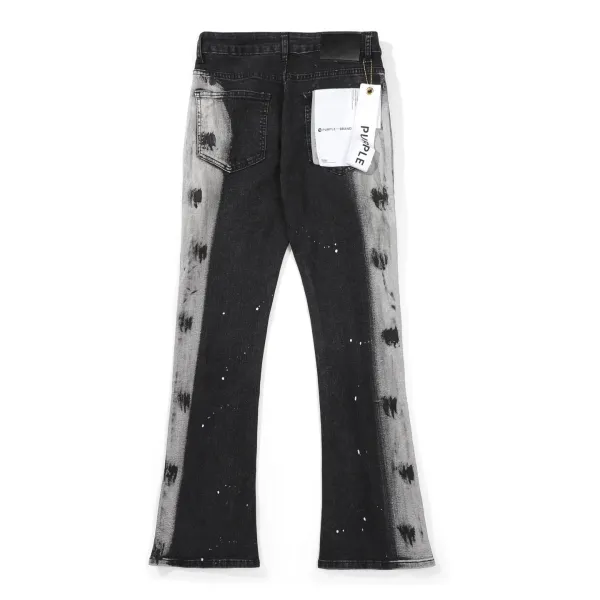 Design Abstract Paint Splatter Washed Denim Jeans - 18