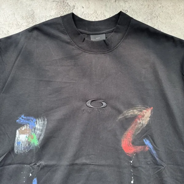 Balenciaga Paint Splatter Oversized T-Shirt Black Multicolor - 7