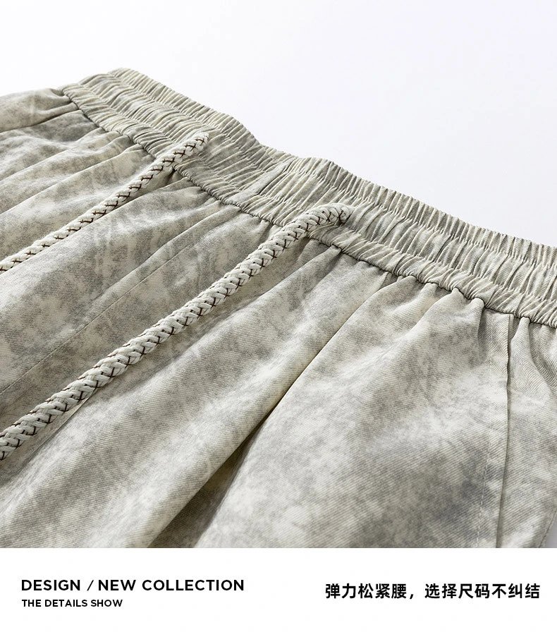 Design Washed Linen-Blend Shirt and Drawstring Shorts Set Gray - 20