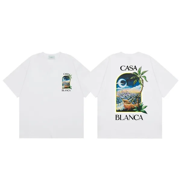 Casablanca Casa Blanca Tropical Arch Print T-Shirt White T-Shirts - 1