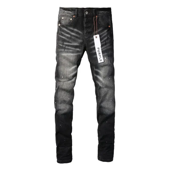 Design Abstract Paint Splatter Washed Denim Jeans - 47