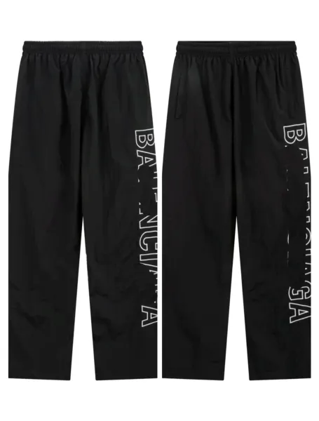 Balenciaga Logo-Print Nylon Track Pants Black - 1