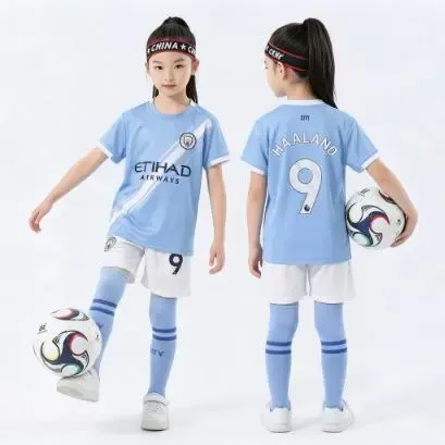 Manchester City FC 2023-24 Home Jersey Light Blue Kids Soccer Kit - 1