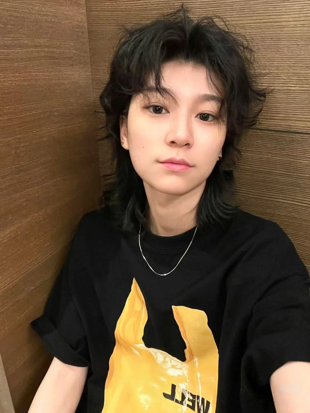 Design WELLU Plastic Bag Print Black Oversized T-Shirt T-Shirts - 5