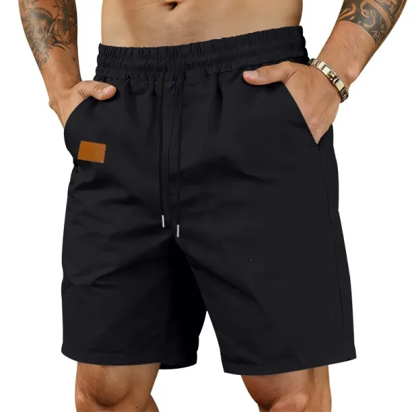 Design Drawstring Waist Shorts Black - 15
