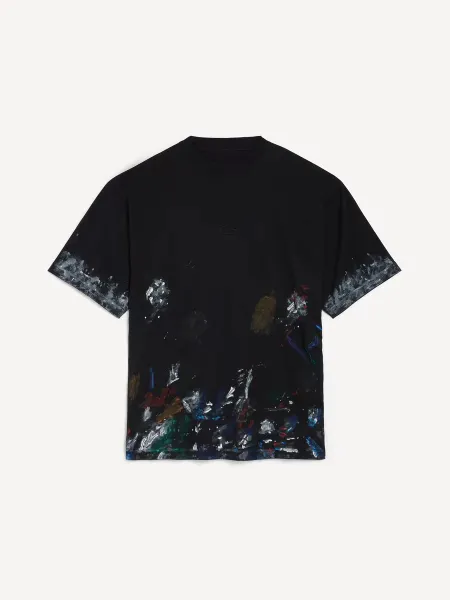 Balenciaga Paint Splatter Oversized T-Shirt Black Multicolor - 4