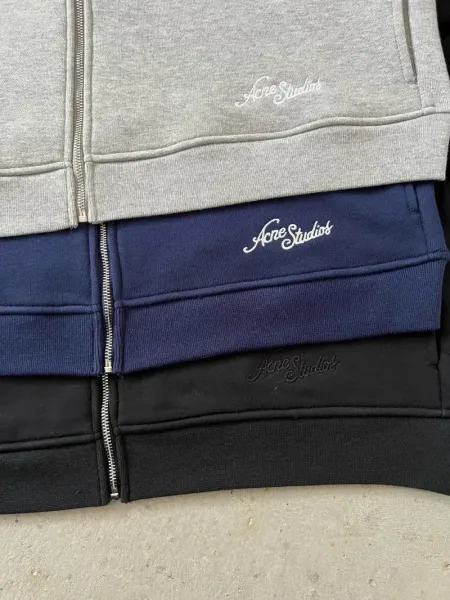 Acne Studios Script Logo Zip-Up Jacket Navy Outerwear - 50