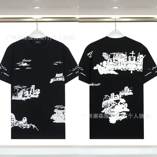 Amiri Cityscape Print Black T-Shirt - 1