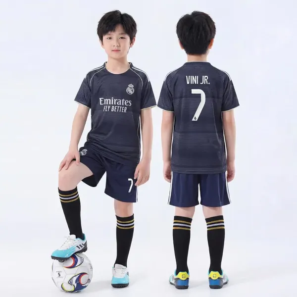 Real Madrid 2023-24 Third Kit Vini Jr. #7 Navy Jersey and Shorts Set - 1