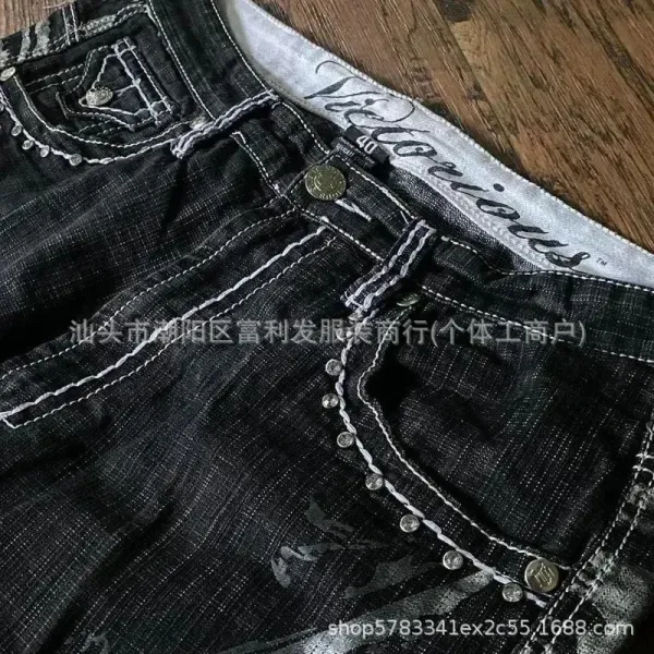 Chrome Hearts Cross Embroidered Black Denim Shorts - 8