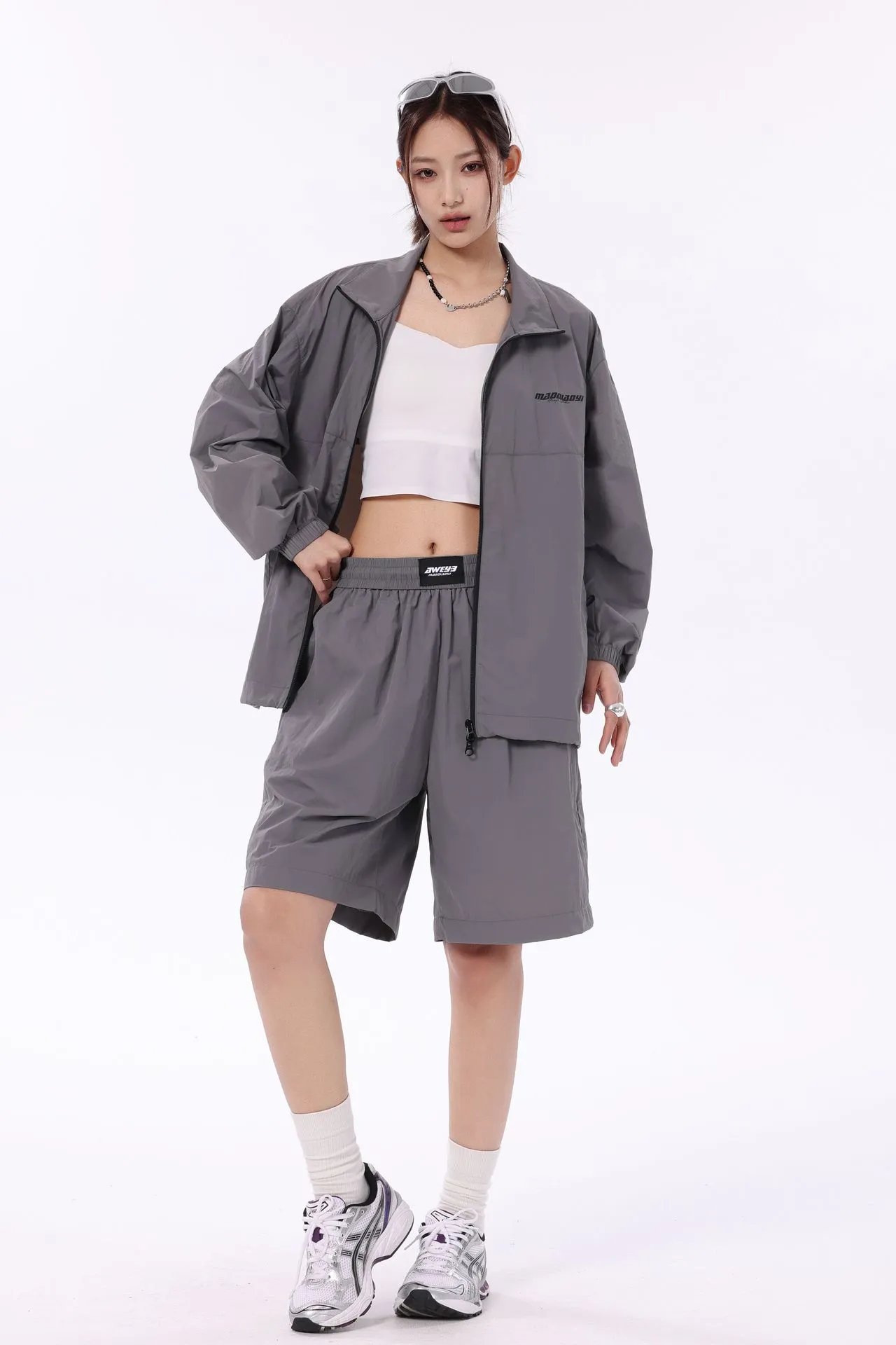 Design Maoqiaoyi Windbreaker Set Beige Outerwear Set Sets - 11