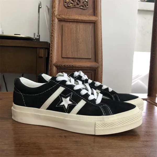 Converse One Star Black Suede White Sole Sneakers Skateboard Shoes - 1