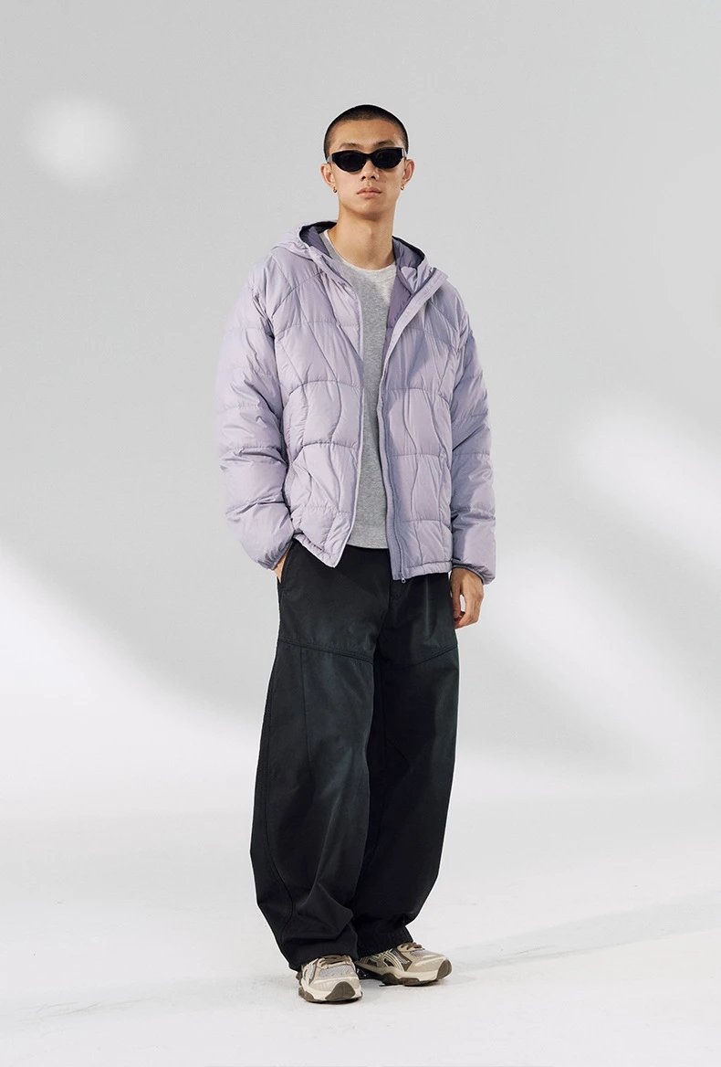 Design Quilted Hooded Puffer Jacket Black Down Jacket - 42