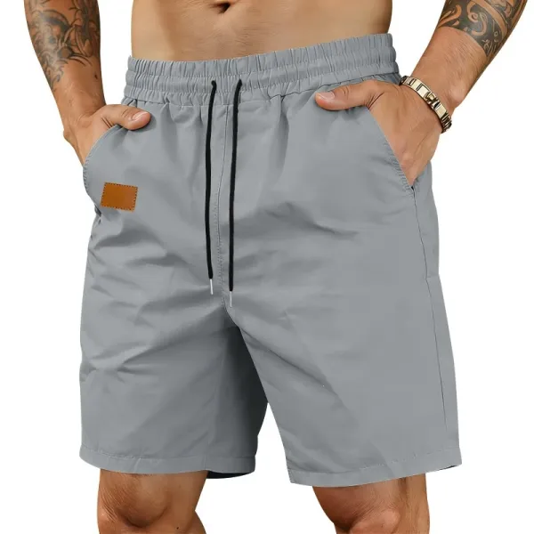 Design Drawstring Waist Shorts Gray - 1