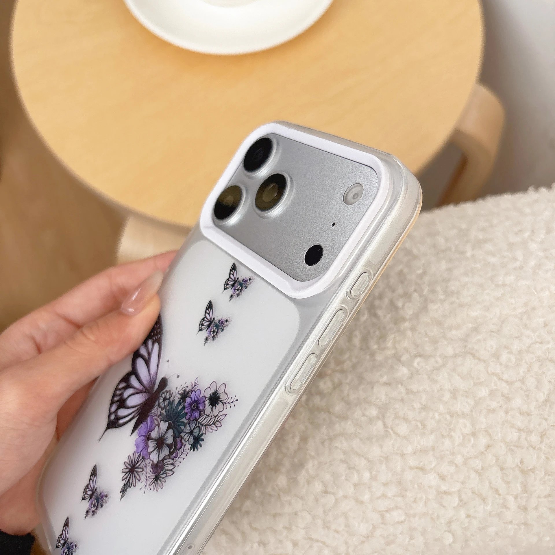 Design Butterfly Floral Print Transparent Phone Case - 5