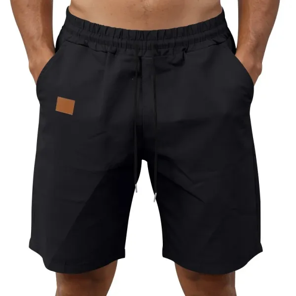 Design Drawstring Waist Shorts Black - 12