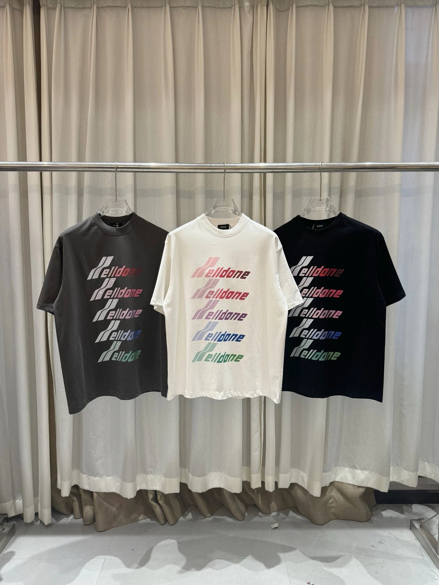 Design Wetbone Multi-Color Gradient Logo T-Shirt Gray T-Shirts - 3