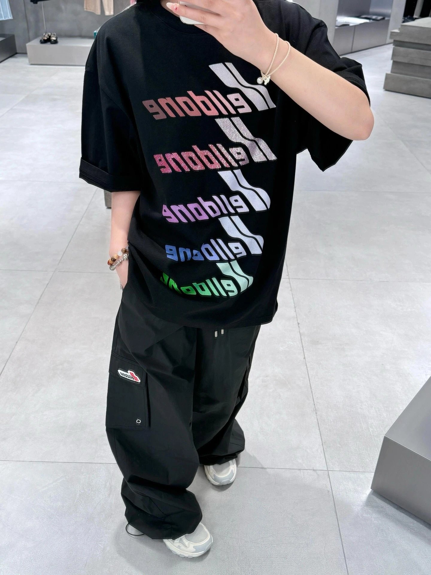 Design Wetbone Multi-Color Gradient Logo T-Shirt Gray T-Shirts - 16