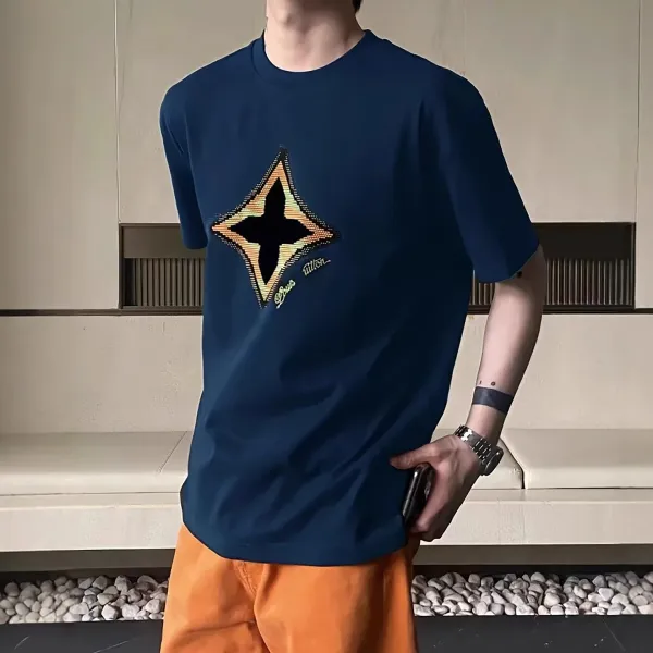 Louis Vuitton Pixelated Star Graphic Navy T-Shirt - 1