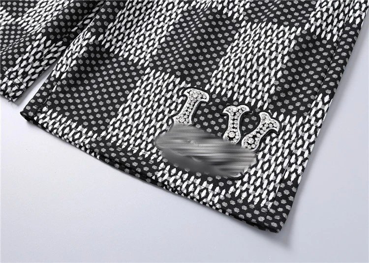 Design Woven Texture Black T-Shirt and Shorts Set - 11