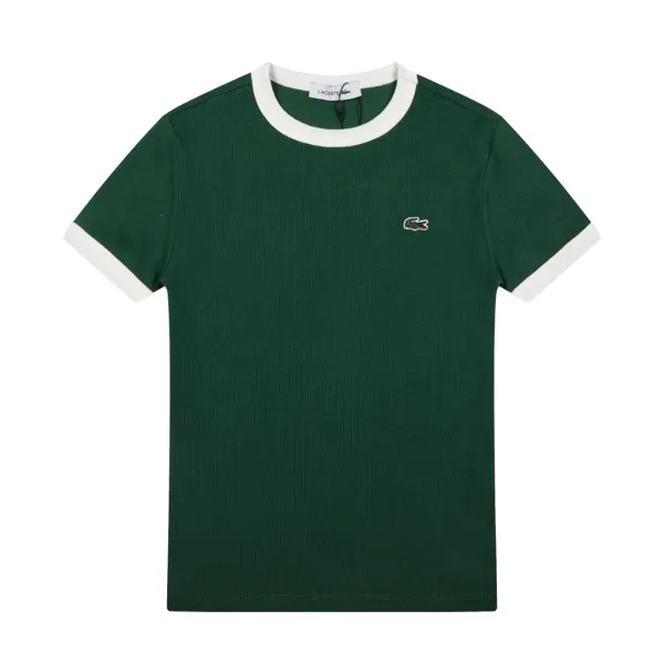 Lacoste Ribbed Ringer T-Shirt Forest Green - 1