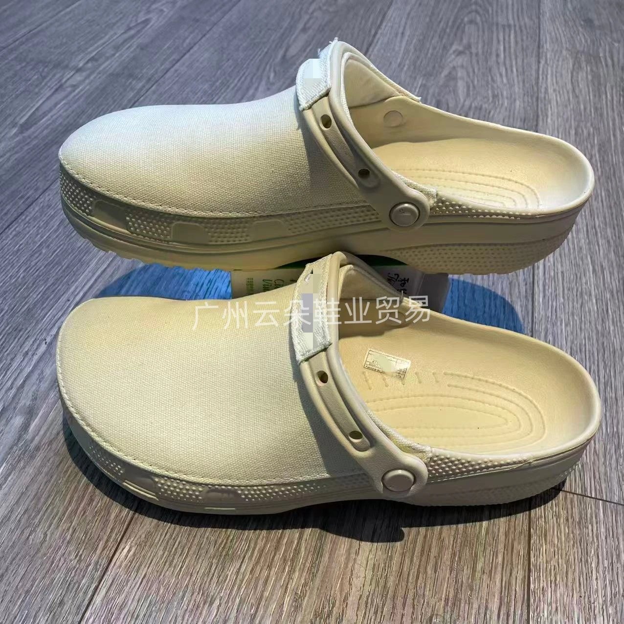 Crocs Clog Black Canvas-Upper Work Clogs Sandals - 5