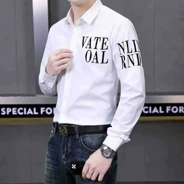 Design Graphic Print White Long-Sleeve Shirt - 1