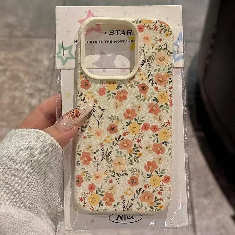 Design Floral Print iPhone Case with Camera Cutout Gray Multicolor Phone-Case Phone Case - 5