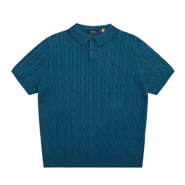 Polo Ralph Lauren Cable Knit Short Sleeve Sweater Purple - 8