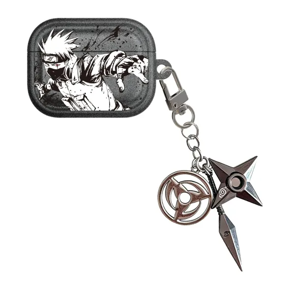 Design Naruto Kakashi Hatake AirPods Pro Case with Sharingan and Shuriken Keychain Accessory Electronics - 1