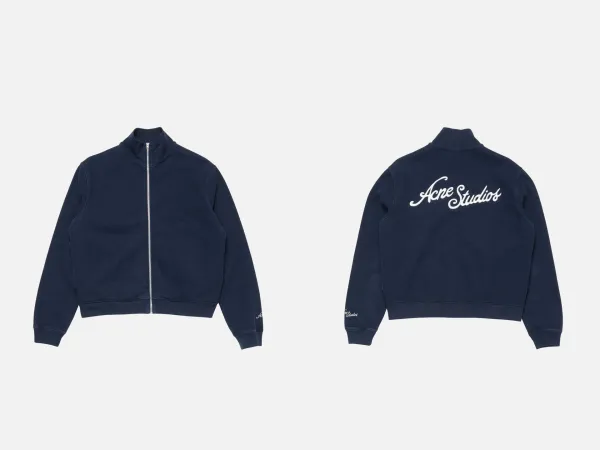 Acne Studios Script Logo Zip-Up Jacket Navy Outerwear - 8