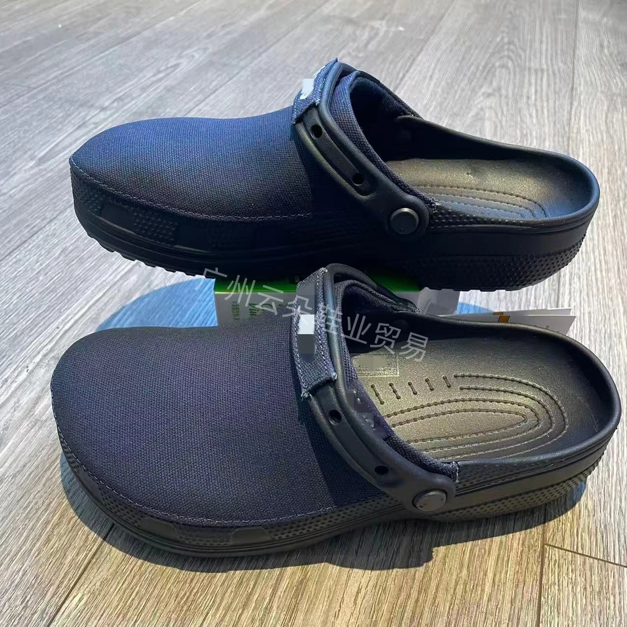 Crocs Clog Black Canvas-Upper Work Clogs Sandals - 4