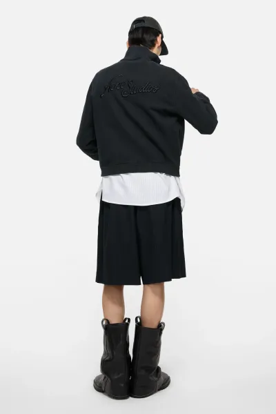 Acne Studios Script Logo Zip-Up Jacket Navy Outerwear - 10