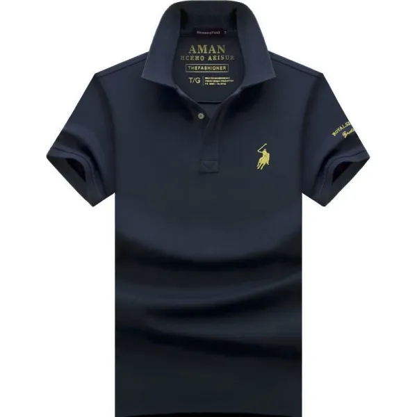Polo Ralph Lauren Classic Fit Polo Navy Gold Logo Polo Shirt - 1