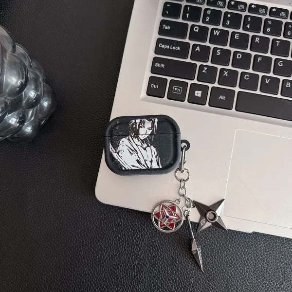 Design Naruto x Design AirPods Pro Case with Kunai and Headband Keychain Black Phone Accessories - 8