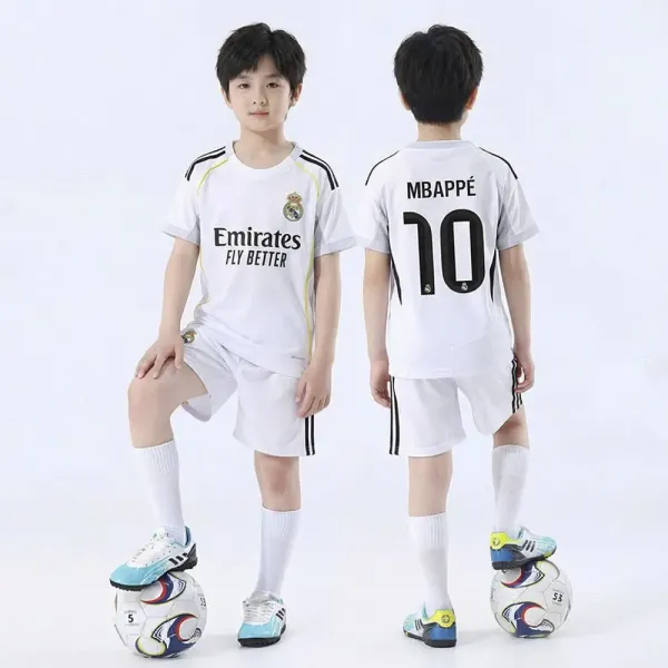 Real Madrid Mbappé #10 Home Jersey White Kids Soccer Kit - 1