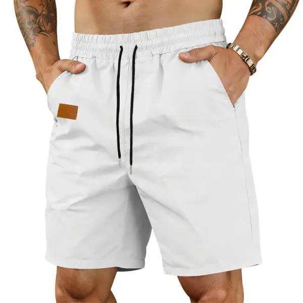 Design Drawstring Waist Shorts White - 1