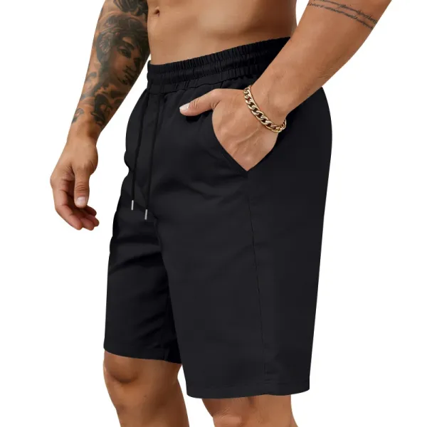 Design Drawstring Waist Shorts Black - 13