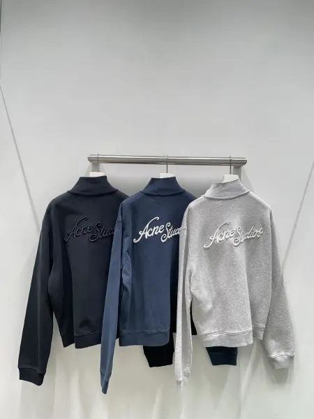 Acne Studios Script Logo Zip-Up Jacket Navy Outerwear - 35
