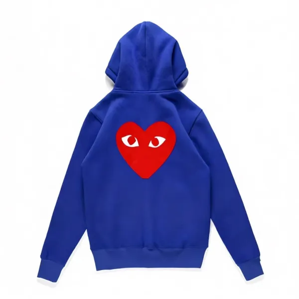 Comme des Garçons Play Heart Logo Blue Hoodie - 1