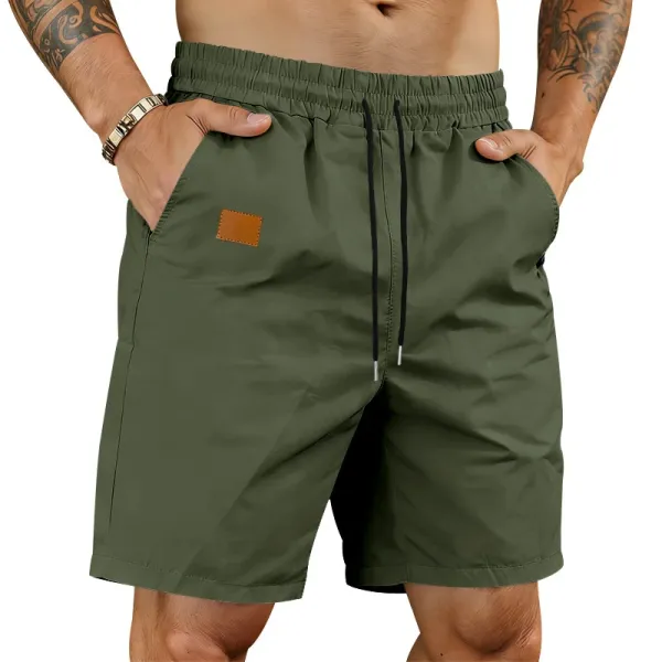 Design Drawstring Waist Shorts Black - 28