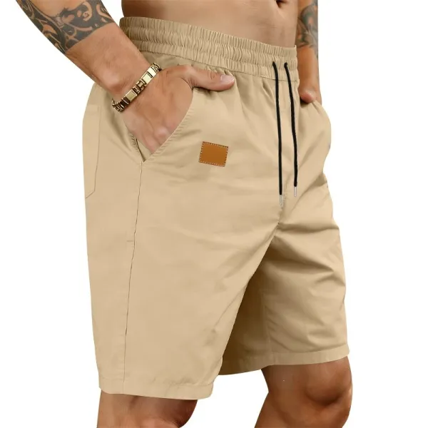 Design Drawstring Waist Shorts Black - 37
