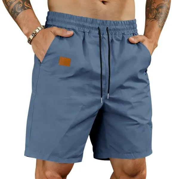 Design Drawstring Waist Shorts Black - 42