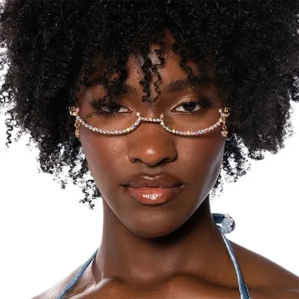 Design Crystal-Embellished Rimless Eyewear Multicolor Optical Glasses Eyewear - 1