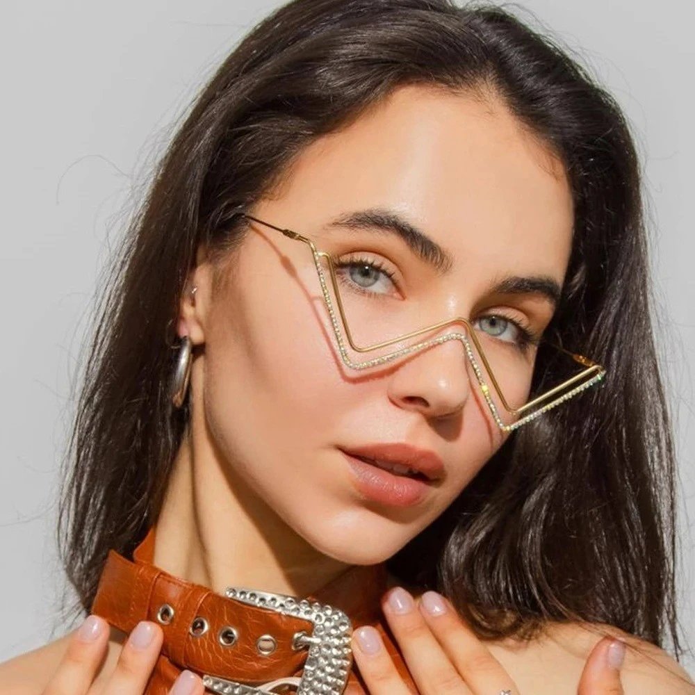 Crystal-Embellished Rimless Eyewear Multicolor Optical Glasses